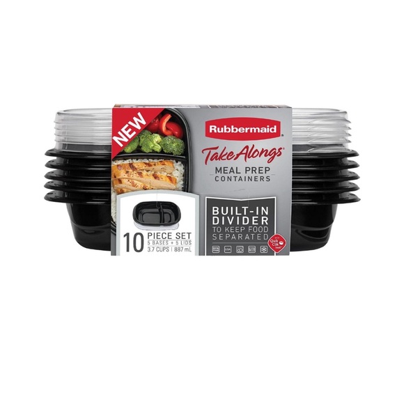 Rubbermaid Other - Rubbermaid TakeAlongs food storage meal prep containers black divider divided